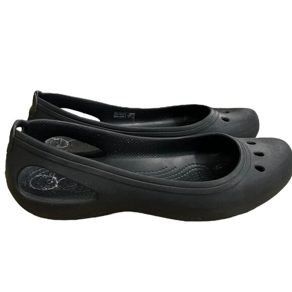 Crocs Kadee Black Rubber Ballet Flats Size 8 - Picture 6 of 6